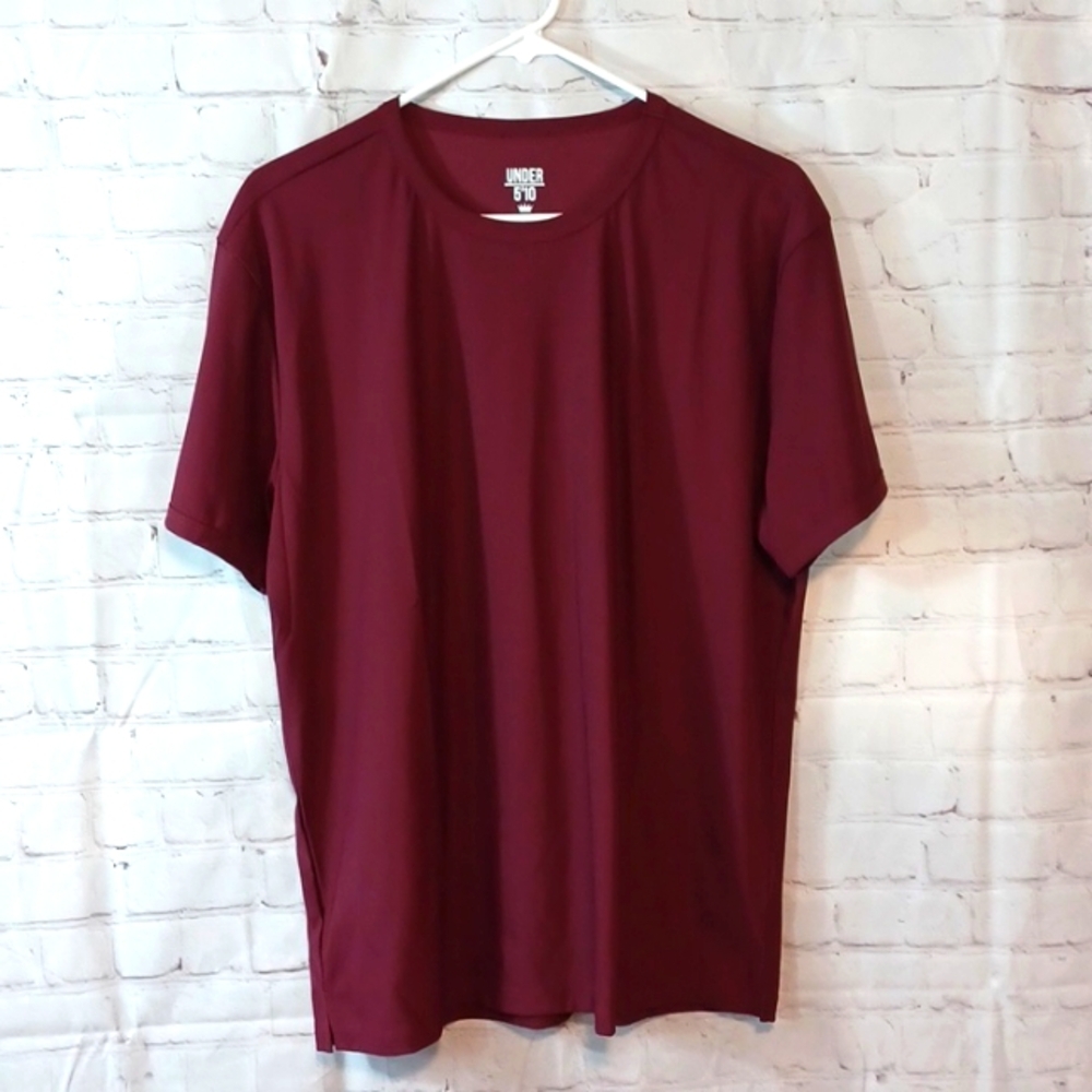 Mens Under 5  10 Burgundy Nylon   Light Short  Sleeve Shirt XL